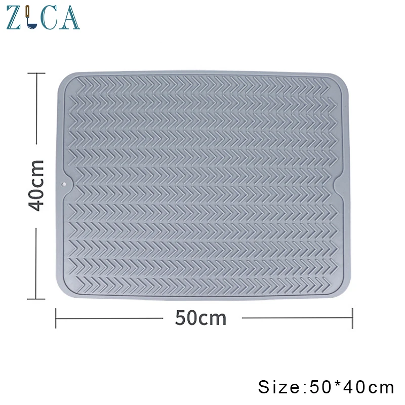

50*40cm Silicone Dish Drying Mat Heat Insulation Dishes Sink Table Pot Holder Protector Cups Draining Mat Kitchen Accessories