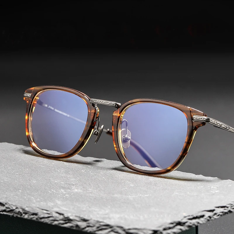 2023 винтажные очки из титана и ацетата, оправа для очков для мужчин и женщин, ретро квадратные очки для близорукости, очки с полным ободком по рецепту