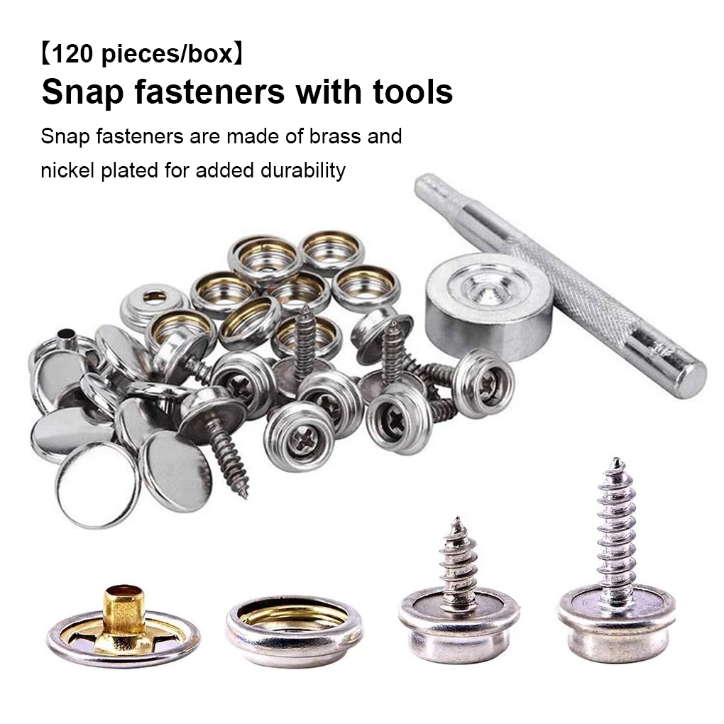 

120 Pieces/Set Stainless Steel Boat Canvas Snap Button Replace Upholstery Ship Copper Fastener Screws Accessories