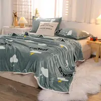 Children Manta Full/Queen/King Size Bed Plaid For Winter Coral Fleece Blanket For Bed Gray Color Cloud Pattern Throw Blanket