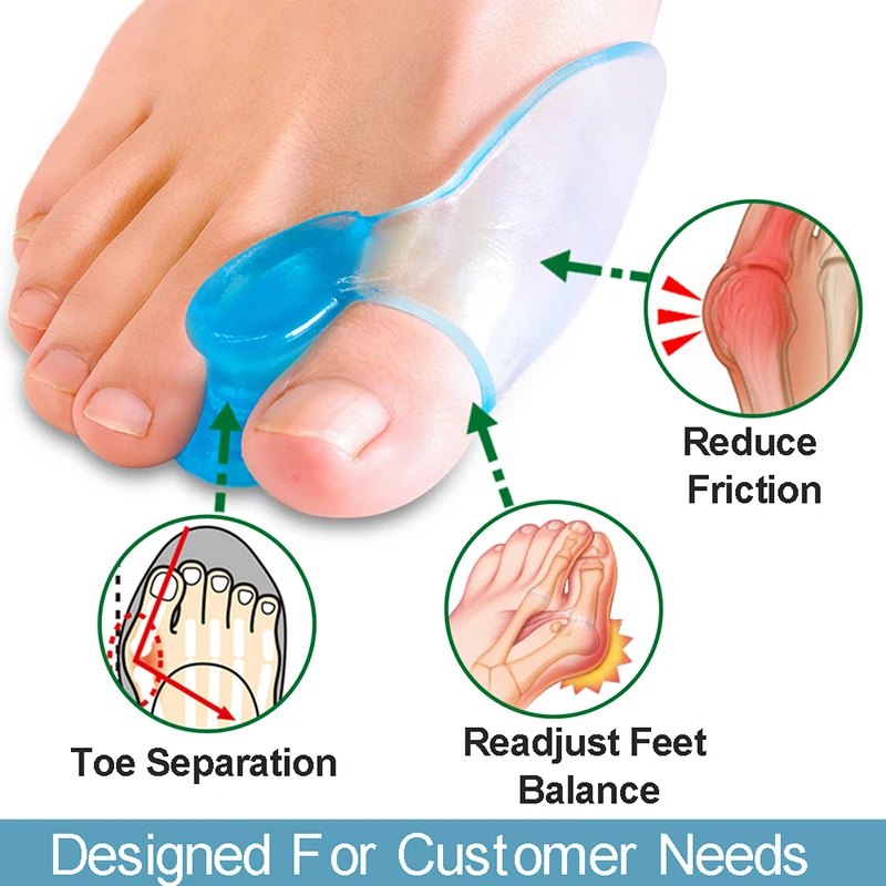 

2Pcs Silicone Toes Separator Bunion Bone Ectropion Adjuster Toes Outer Appliance Foot Care Tools Hallux Thumb Valgus Corrector