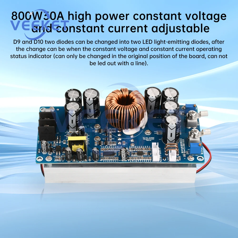 Регулируемый понижающий модуль питания DC-DC DC20V-70V до DC2.5V-58V 30A 800W