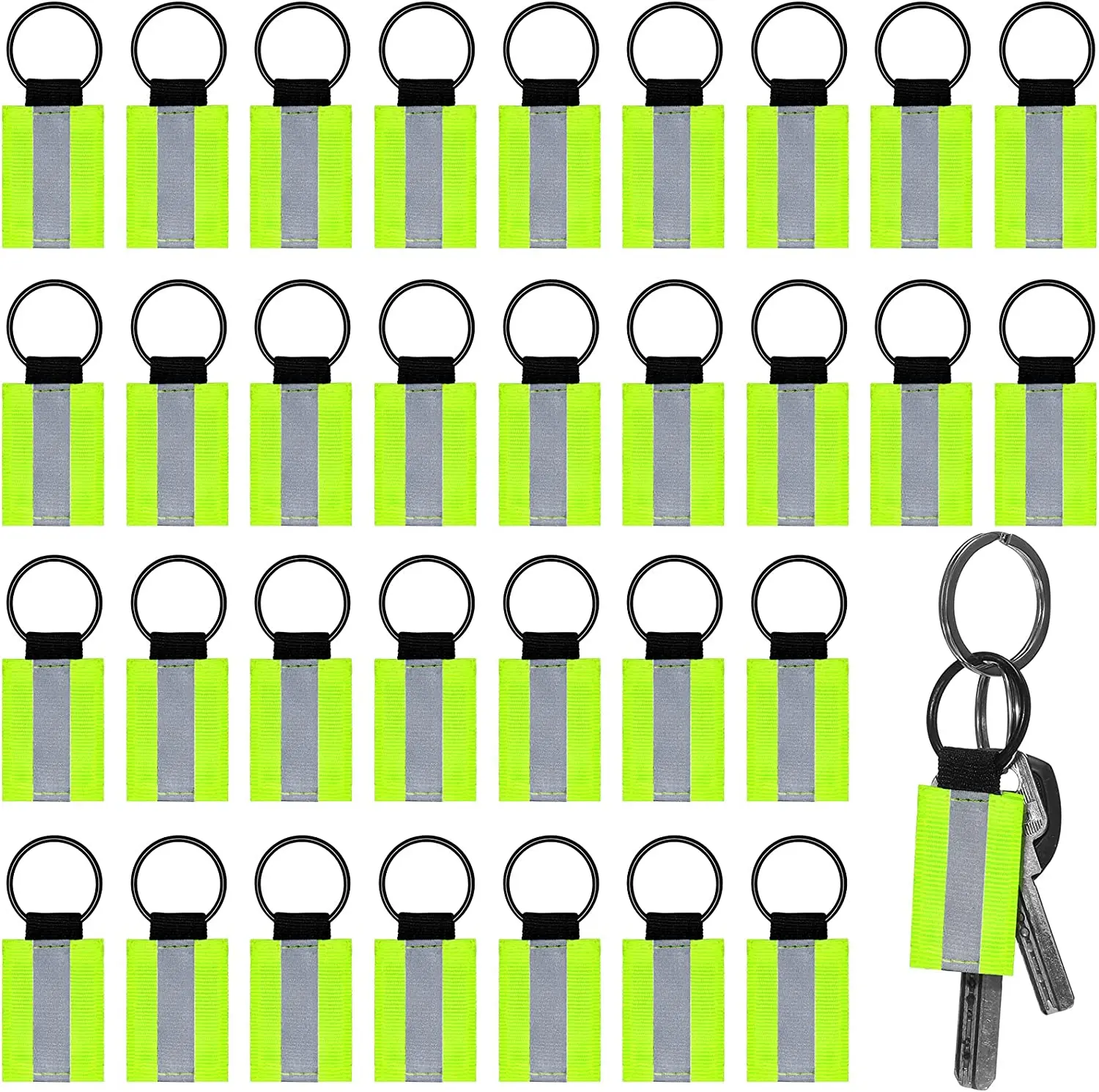

10 Pcs Double Sided Reflective Keychain Label Reflective Gear Safety Backpack Tag for Kids Jacket Schoolbag Purse Dog Collar