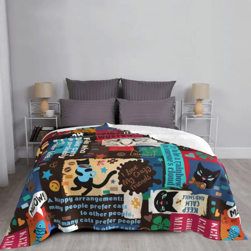 

Одеяло для влюбленных кошек, флисовое всесезонное одеяло с цитатами о кошках, портативное мягкое покрывало для постельного белья, диван, одеяло