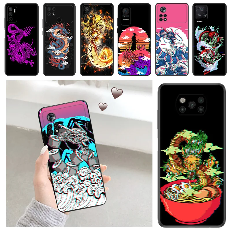 Purple Dragon Aesthetic Silicone Soft Phone Cases Cover for Xiaomi Mi Poco X5 X4 Pro X3 M5 M4 F4 GT F3 M3 C55 C50 C40 F1 Fundas