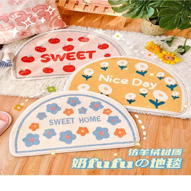 

Ins Simple Semicircle Bathroom Water Absorbing Floor Mat Thickened Anti-skid Carpet Toilet Door Mat