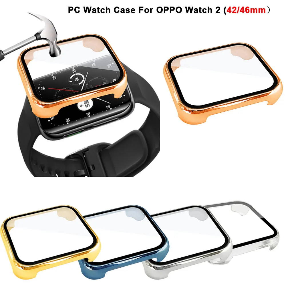 

For OPPO Watch 2 46mm Protective Case Full PC Screen Protector Cover Shell Case + Tempered Glass Film For OPPO Watch2 42mm Cases
