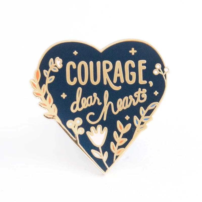 

Courage, Dear Heart Floral Brooch Metal Badge Lapel Pin Jacket Jeans Fashion Jewelry Accessories Gift