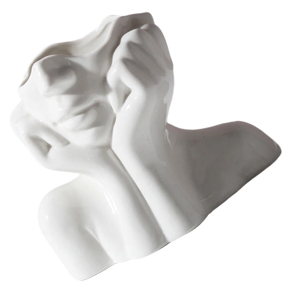 

Modern Head Vase White Ceramic Vase Feminist Face Vase Ceramic Flower Pot Creative Ceramic Vase Decorate Body Vase Female Form