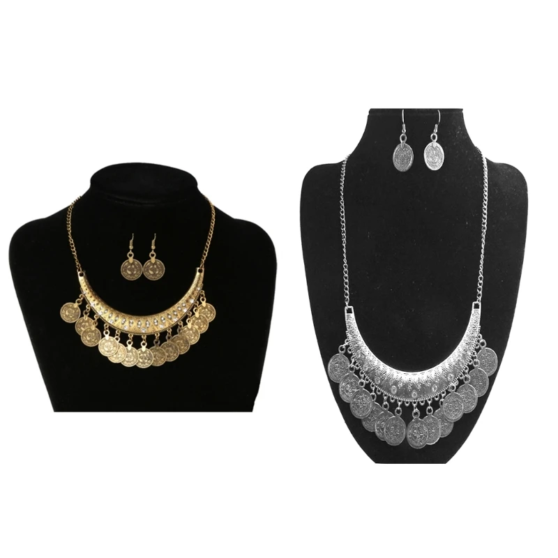 2шт красивые металлические простые универсальные серьги-ожерелья-монеты для