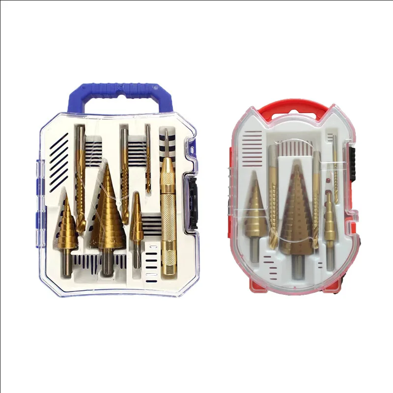 

7Pcs Step Drill Bit Saw Drill Set Center Punch Titanium Milling Cutter 4-12 4-20 4-32mm 3 6 8mm Woodwork Metal Core Hole Opener