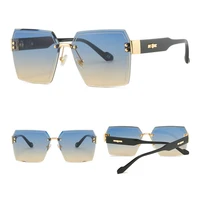 fashion square shaped frame cut edge sunglasses vintage rimless classic sunglasses uv400 casual sunglasses for adultwomenmen