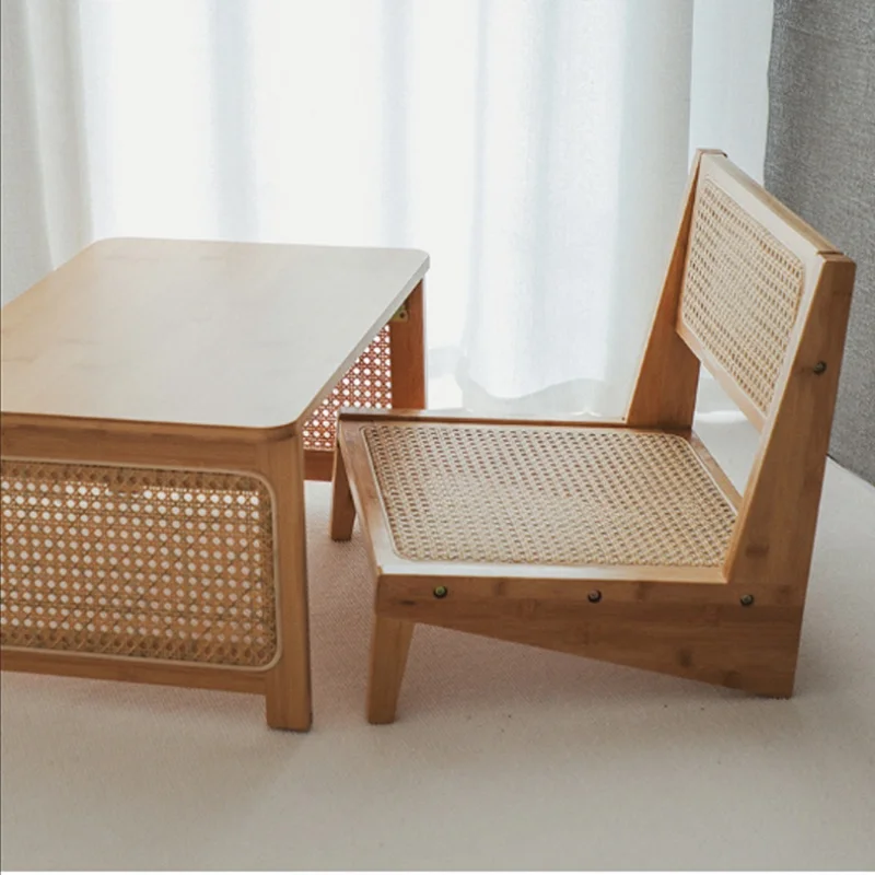 Напольное кресло из бамбука и ротанга Современное напольное среднего века без