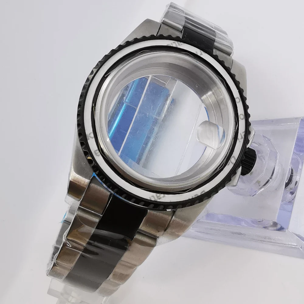40mm sliver black watch case sapphire glass bracelet fit NH35 NH36 ETA2824 2836 DG2813 3804 Miyota 8215 PT5000 movement