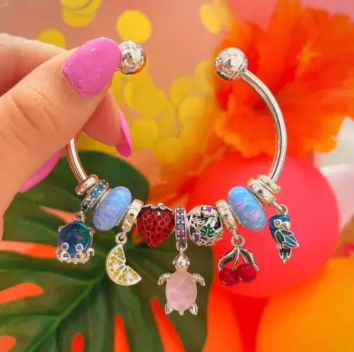 Pandora-Pieuvre mignonne en verre de Murano, poisson et tortue de mer et conque, perle, étoile de mer et coquillage, Triple Dangle Charm, Pixar Dory pour le bricolage