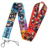japanese anime k on girls ribbon lanyards keychain hanging rope badge neck straps keyrings holder keycord jewelry wholesale gift
