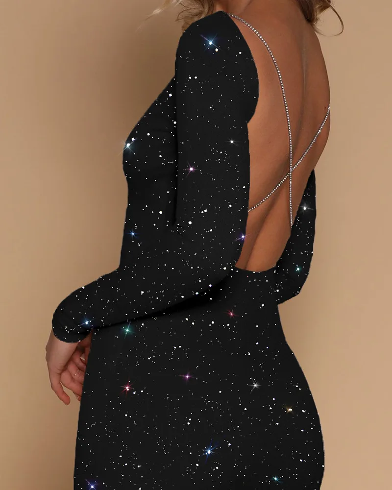 Женское сексуальное вечернее платье с открытой спиной Европейское и