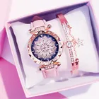 Повседневные Женские Романтические наручные часы с изображением звездного неба, кожаный ремешок, женские часы, простое платье, Gfit, Montre Femm