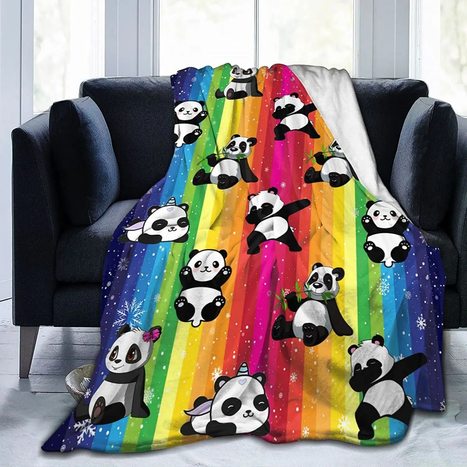 

Cute Panda Blanket Soft Lightweight Flannel Fleece Cartoon Throw Blankets Bedding for Bed Sofa Couch Living Room Gifts 50"X40"