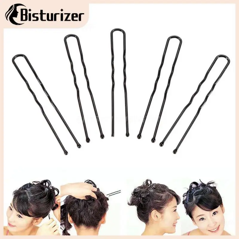 

50pcs/set Black Fashion U Shape Hairpins Curly Wavy Barrette Hairpin Bobby Pins Styling Hair Clips Hair Tool for Women Girls