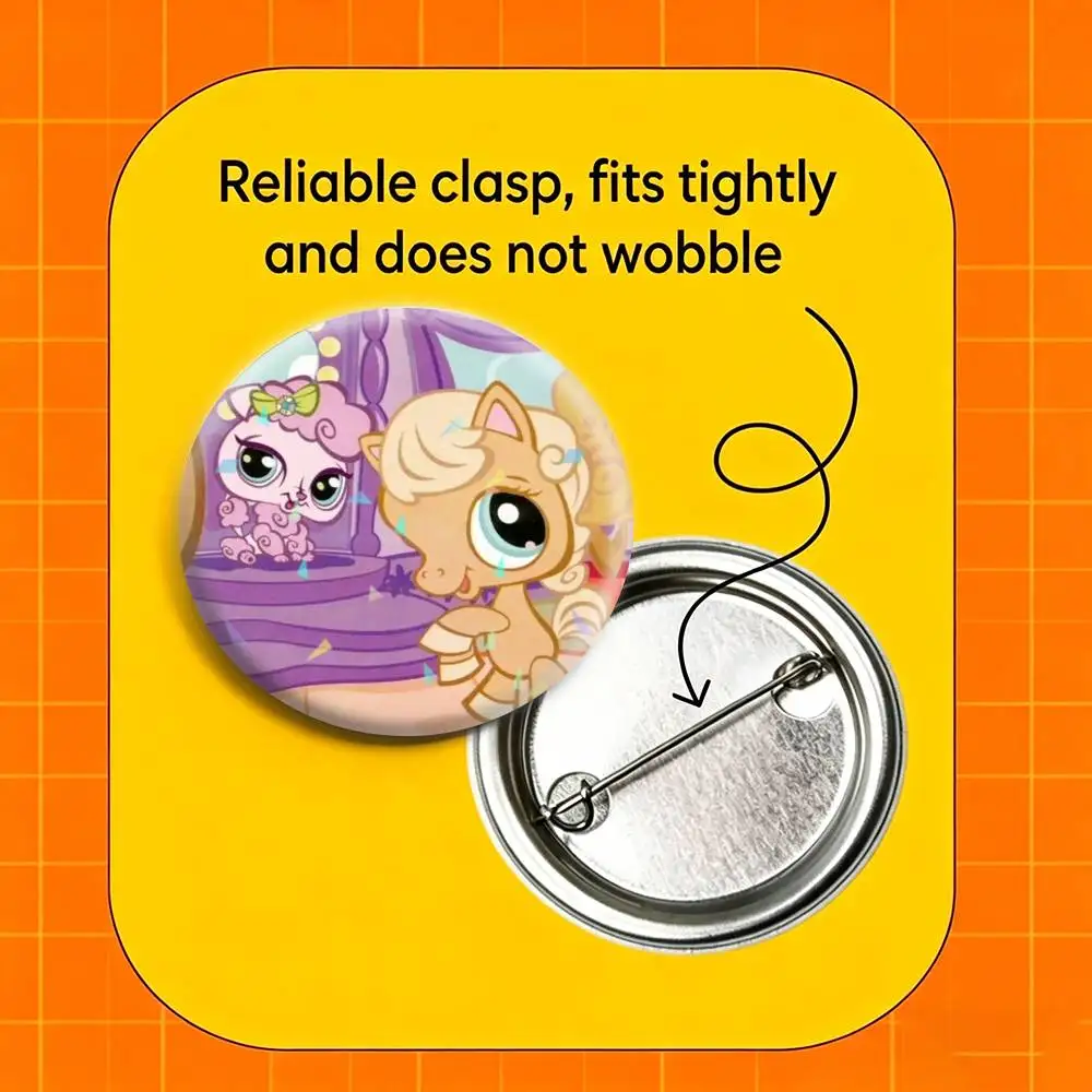 Фото Значки ручной работы Littlest Pet Shop 32/44/58 мм, круглые броши-значки для рюкзаков, одежды, украшений, подарков №2