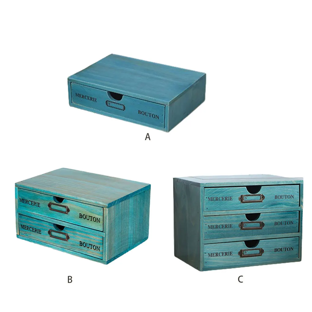 

Blue Convenient And Efficient Wooden Storage Box For Desktop Essentials Desktop Drawer Storage