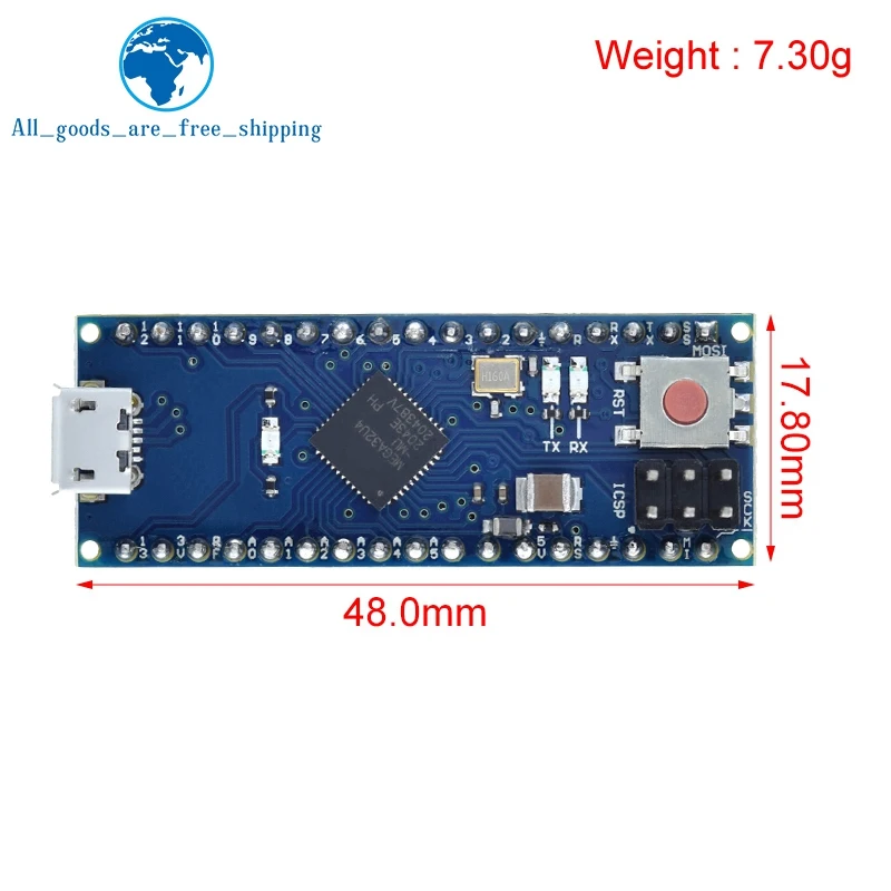 Фото TZT ATmega32u4 5 В 16 МГц модуль платы микроконтроллера, совместимый для Arduino Mirco, замена Pro Mini с USB-кабелем №3