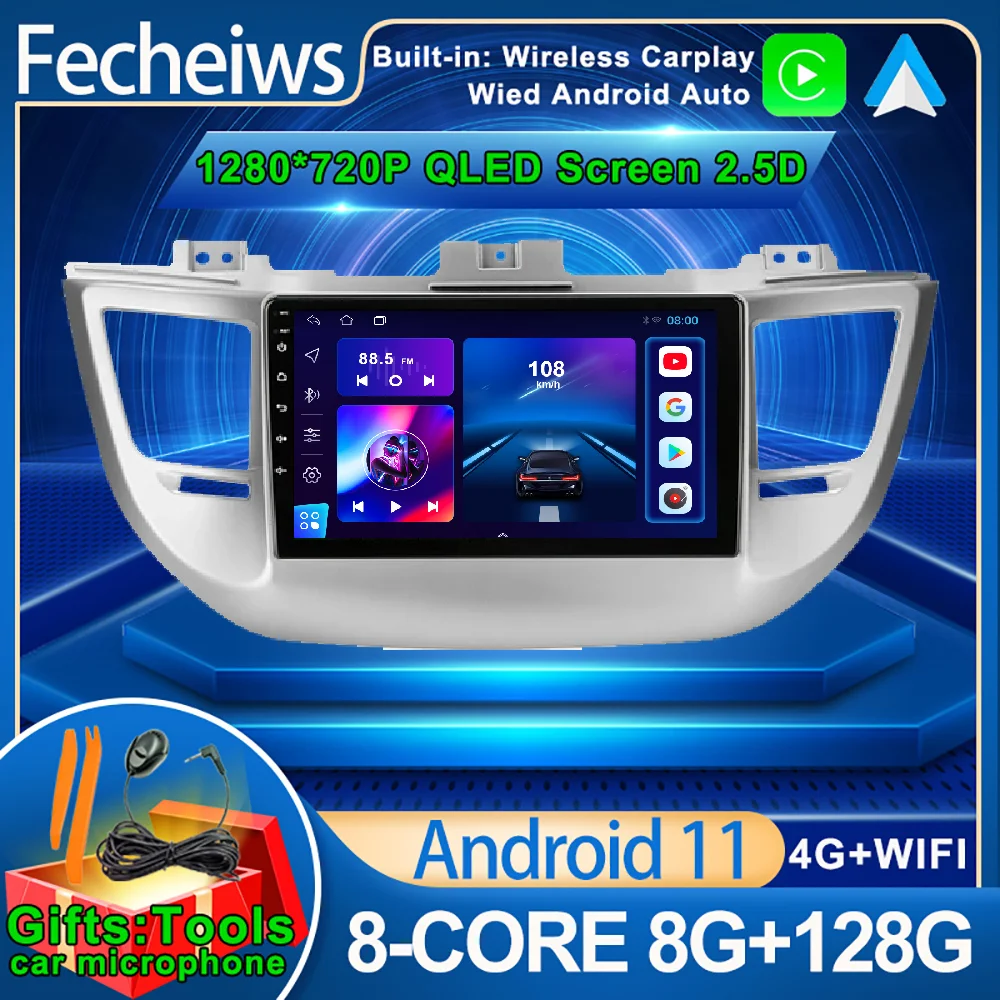 Автомобильный радиоприемник Android для Hyundai IX35 Tucson 3 2015 - 2018 Carplay мультимедийный
