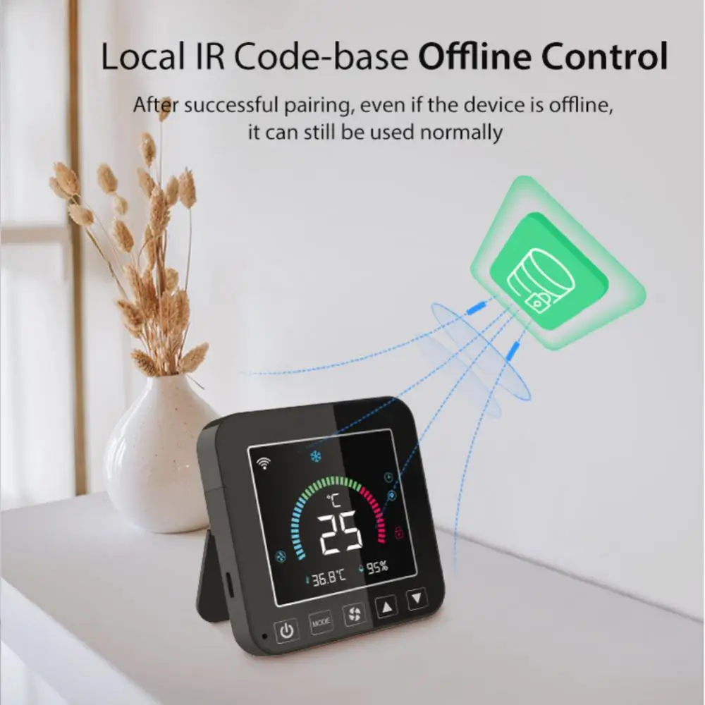 

Smart Life Intelligent Linkaged Smart Thermostat Voice Control Lcd Screen Display Wifi Temperature And Humidity Sensor Tuya