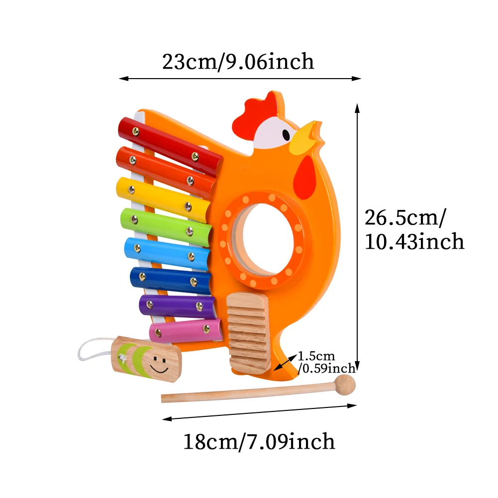 

For Kids With Mallet Colorful Gift Music Instruments 3 In 1 Boys Girls Home Accessories Educational Durable Xylophone Toy Funny