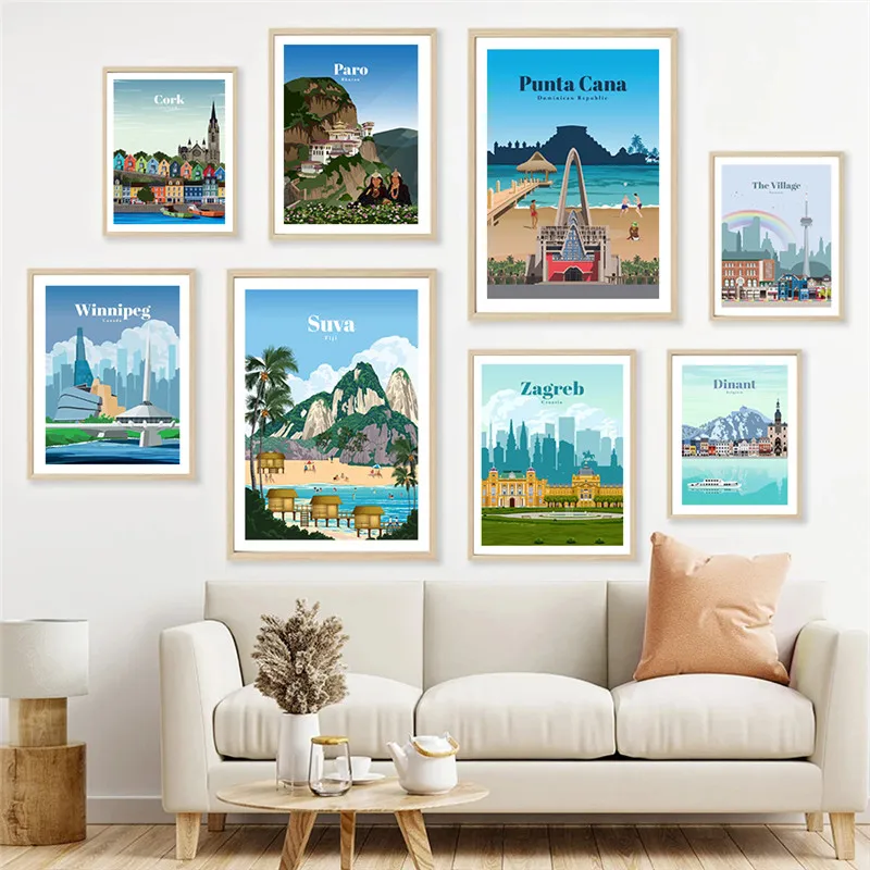 

Дорожная холщовая картина Торонто Окленда, настенный художественный плакат и принты, украшение для гостиной, спальни, домашний декор, карти...