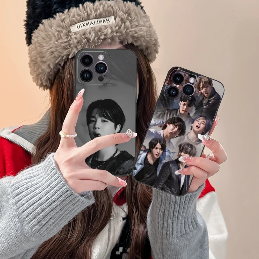 Чехол для мобильного телефона KPOP RM Jim Kim iPhone 15 14 13 12 11 X XR XS 8 7 Pro Max Plus Mini черный мягкий