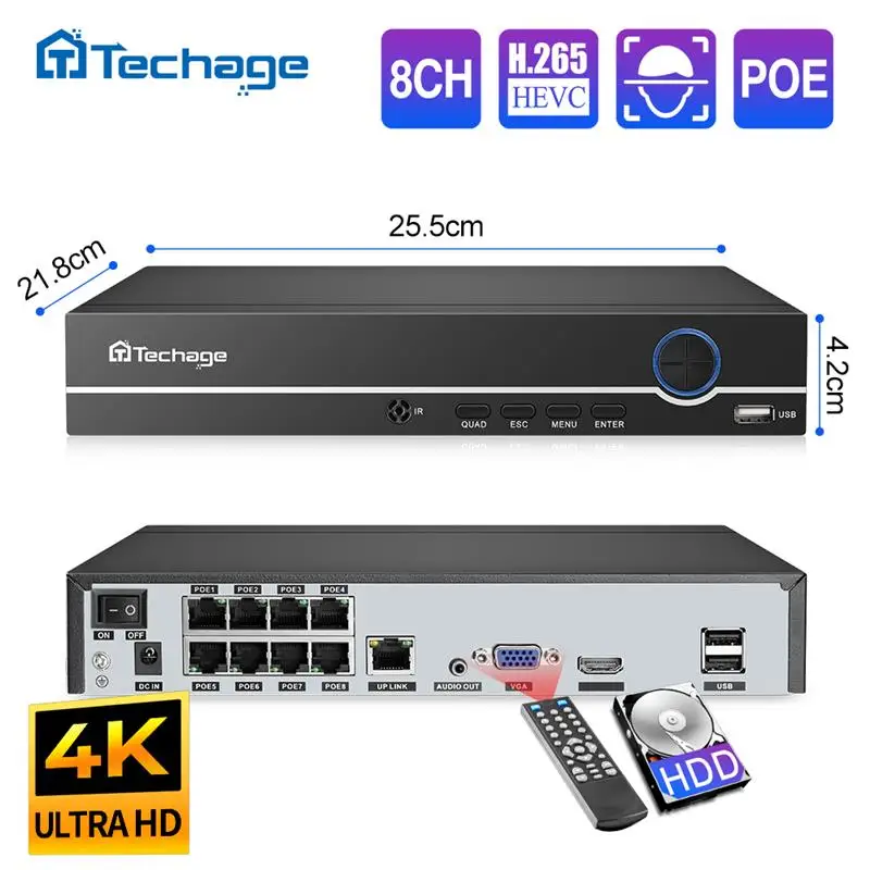 

Сетевой видеорегистратор H.265, 8 каналов, 4K, 5 МП, 4 МП, 1080P, NVR, аудиовыход, сетевой видеорегистратор до 16 каналов для камеры POE, система видеонаблюдения