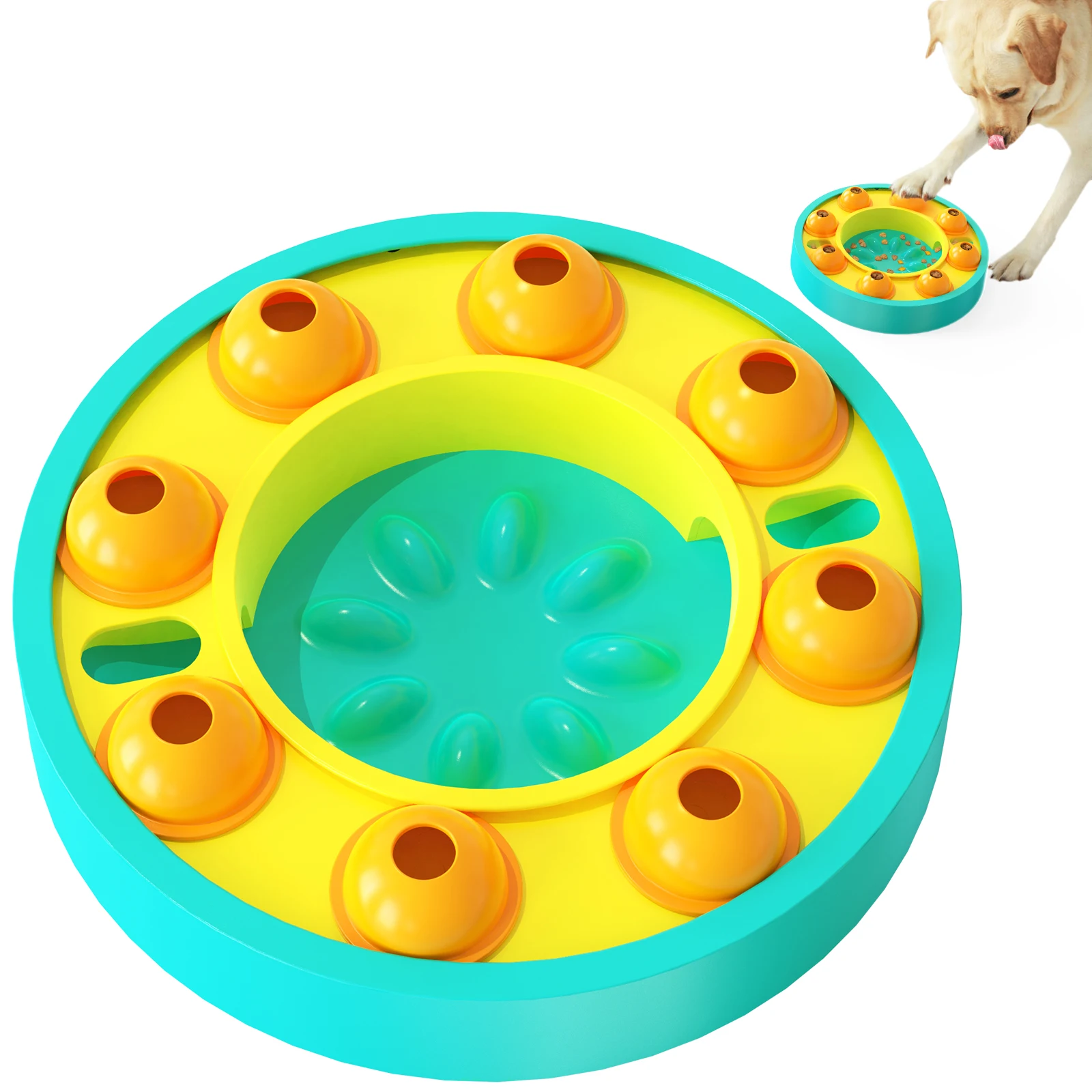 

Dog Puzzle Toys Turntable Slow Feeder Educational Toy Interactive Leaking Food Bowl Slowly Eating Bowl Pet Cat Dog Training Game