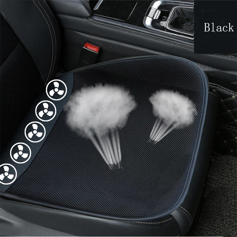 USB Electric Cooling Car Seat Cushion Summer Seat Pad Black Cushion Built-in Air Ventilated Fan Universal for Office Chair