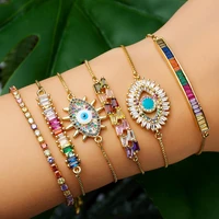 luxury crystal evil eye cross charm bracelets gothic colorful rhinestone snake bone chain bracelet for women wedding jewelry new
