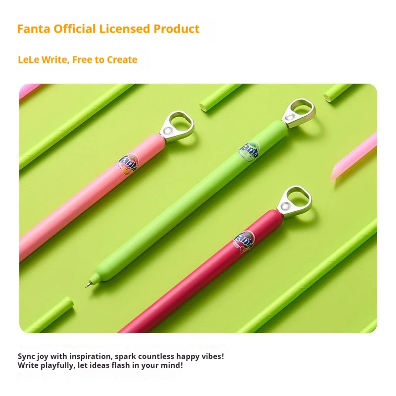 Фото Ручка KACO x Fanta Collab LingYue Pop-up, эстетичная, 0,5 мм, черные чернила, с боковым нажатием, летняя пастельная ручка для ведения дневников, офисных работ и подписи документов. №3