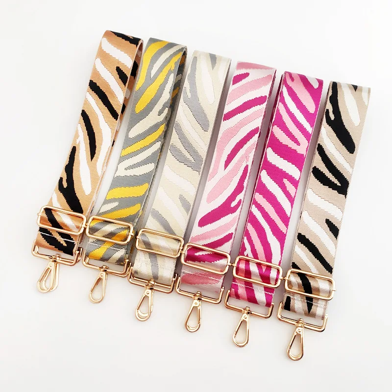 

130cm Long Zebra Pattern Bag strap Adjustable Handbag Belts wide Shoulder Bag strap DIY replacement Purse Handle Bag Accessories