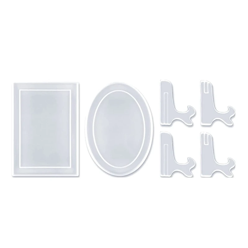 

Resin Mold for Photo Frame with Stand Holder,Rectangle & Oval Epoxy Molds for Resin Casting, DIY Handmade Gifts
