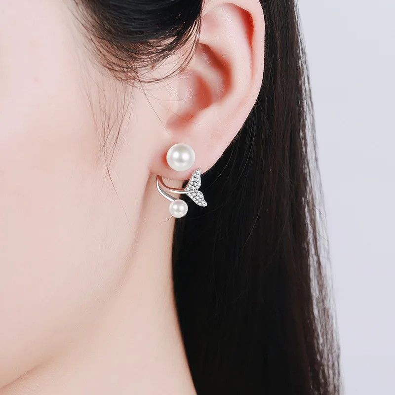 

Smyoue Total 0.24 CT Moissanite Drop Earrings For Women New Style 925 Sterling Silver Freshwater Pearl Earring For Girls Gift
