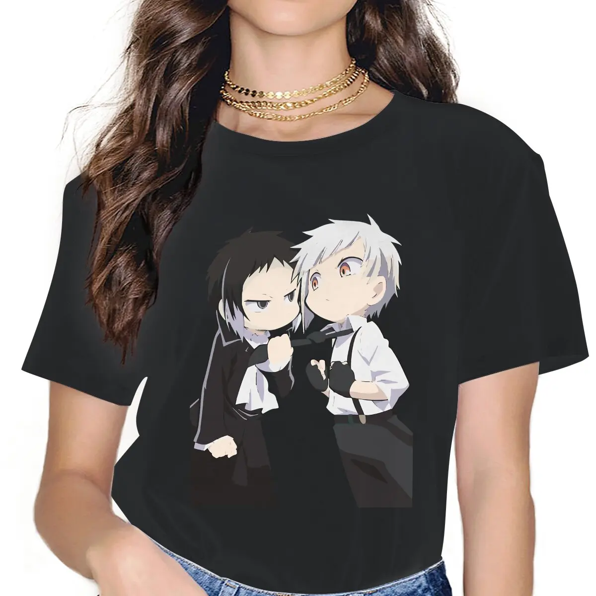 

Повседневная футболка Ranpo и atсуши, женская футболка с круглым вырезом, футболки с коротким рукавом и аниме «бродячие псы», летняя одежда