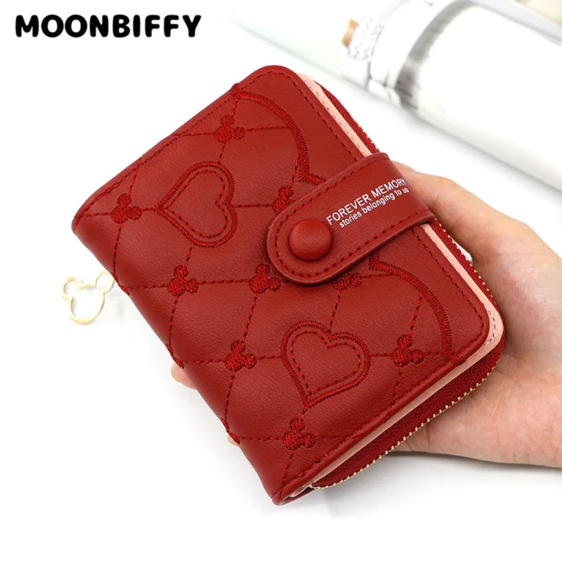 

Women Wallets 2022 New Brand Red Black Small Mini Wallet Hasp Card Holder Lady Wallet Zipper Female Leather Buckle