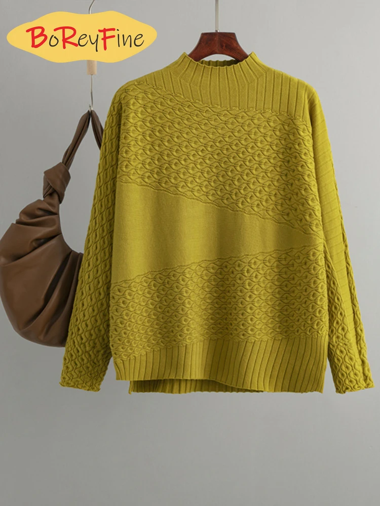 

Elegant Women Knitted Sweater Korean Casual Vintage Turtleneck Long Sleeve Tops Winter Warm Oversized Pullovers 2023 New Autumn