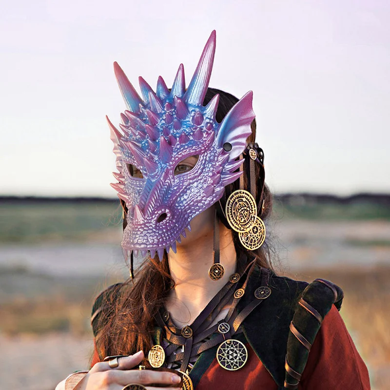 

Новинка Резиновые Маски Животных дракона динозавр реалистичный Латекс Косплей Костюм для Хэллоуина вечеринки синяя карненовая маска