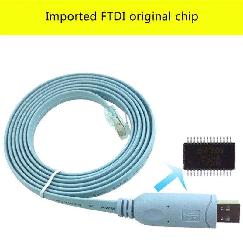 Фото Кабель USB к консоли RJ45, последовательный адаптер RS232 для Cisco H3C HP Arba 9306 Huawei, роутер, переворотный преобразователь, кабели управления переключателями №4