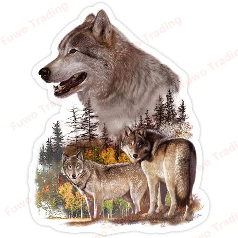 

Fuwo Trading Various Sizes PVC Decal Couple of Wolves Car Sticker Waterproof on Bumper Rear Window Laptop Refrigerator Toilet