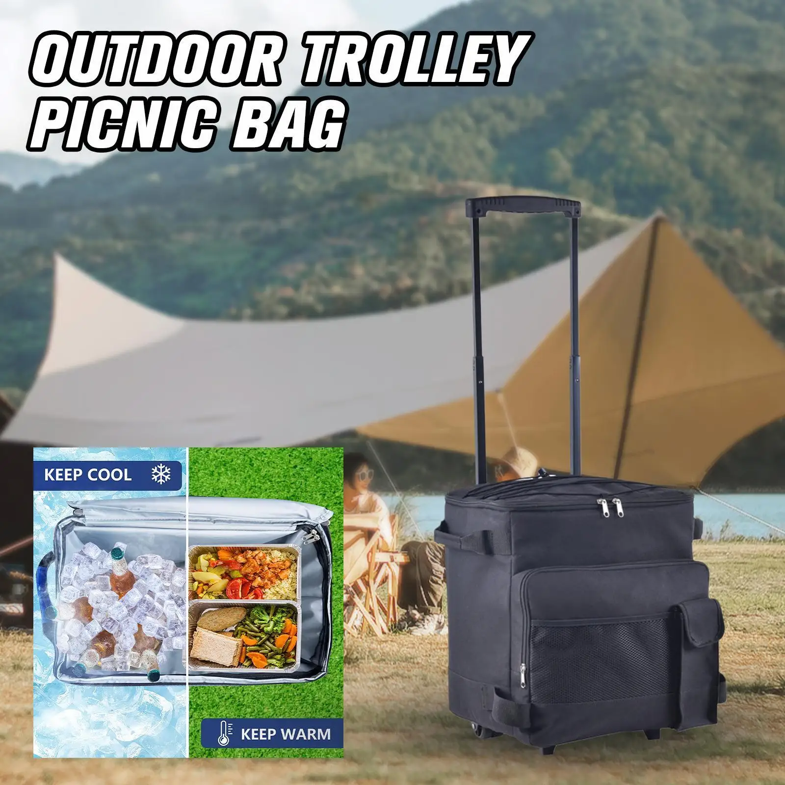 

Кулер для кемпинга на колесах, большая Изолированная емкость для хранения еды, для отдыха на открытом воздухе, путешествий, рыбалки, пикника...