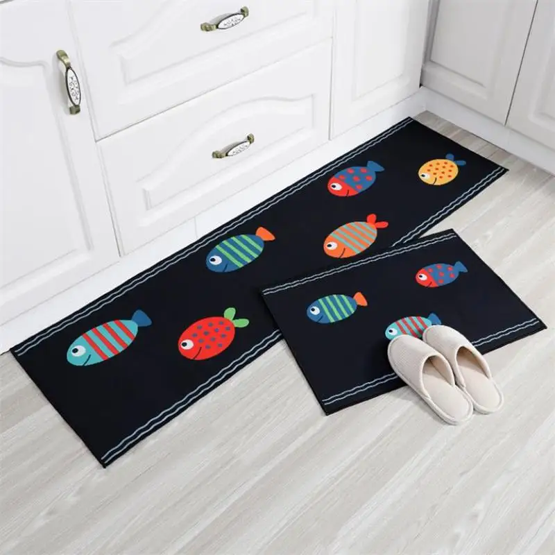 

Cartoon Fish Kitchen Doormat Carpet Non-Slip Kitchen Mat Absorbent Living Room Bathroom Bath Carpet Entrance Doormat Floor Mat