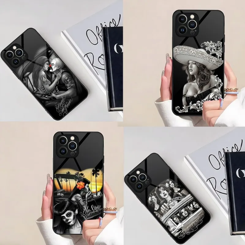 Модный чехол Chicano Culture для телефона IPhone 14 Pro 12 11 13 Mini XR XS X Max 8 7 6 Plus SE 2023, стеклянная задняя крышка