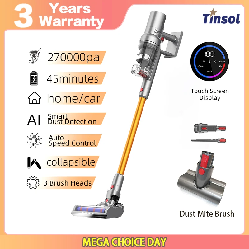 Новый беспроводной ручной пылесос VC305 27000PA с сенсорным экраном умный датчик пыли